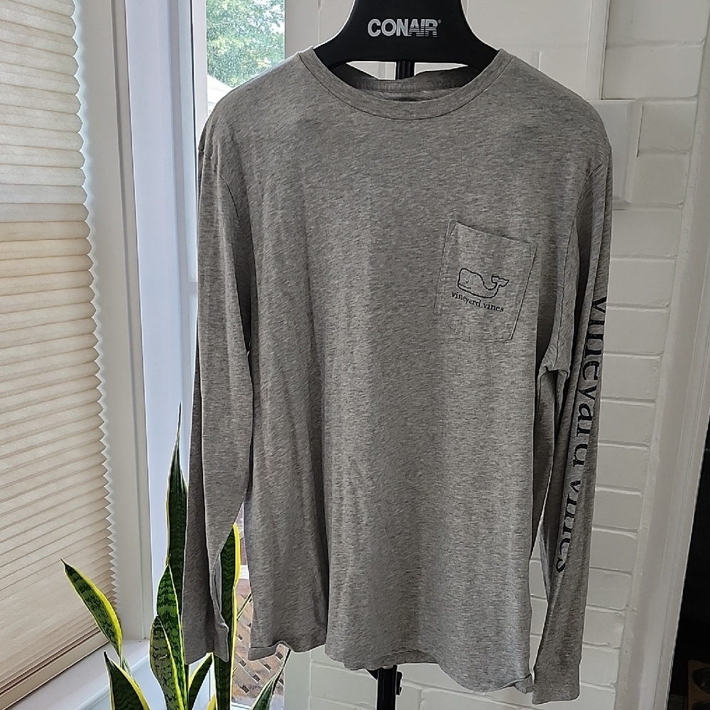 Vineyard Vines Gray Long Sleeve Men's Shirt, Large